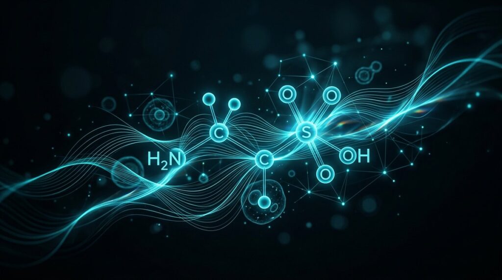 Estructura molecular de la taurina, aminoácido estudiado en longevidad
